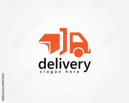 creative logistic logo truck carrying box, logo design template