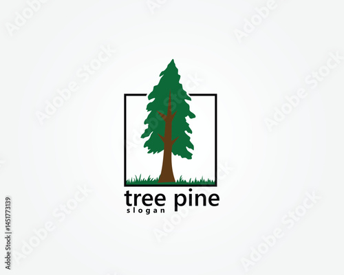 landscape ,tree logo ,framed pine tree ,logo design template