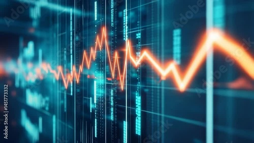 Digital financial data with fluctuating graph