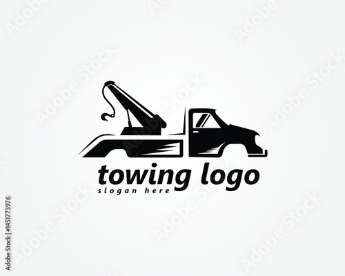 towing logo, black towing car logo design template