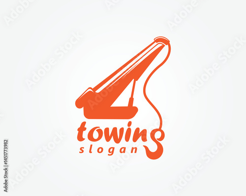 towing logo, tow with hook forming the letter g combined with font, logo design template