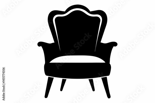 Chair With Cushion Silhouette Vector Illustration