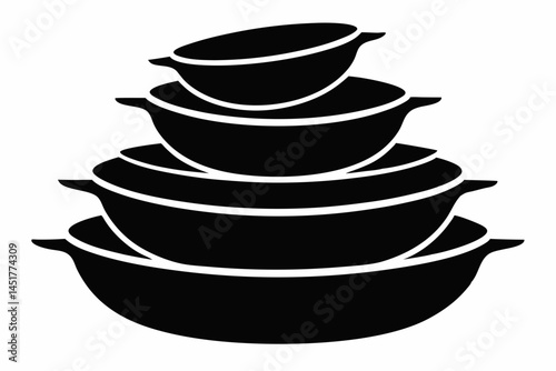 Ceramic Dish Stack Silhouette Vector Illustration