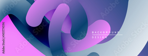 Abstract fluid shapes blend, creating vibrant purple, blue gradients. Modern design evokes movement, depth, visual interest.