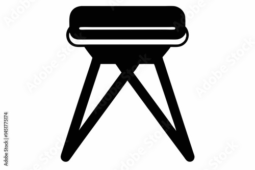 Folding Stool Silhouette Vector Illustration 