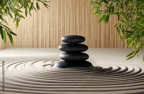 Zen Garden with Pebbles and Raked Sand – Peaceful Background

