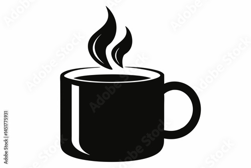 Mug With Steam Silhouette Vector Illustration 
