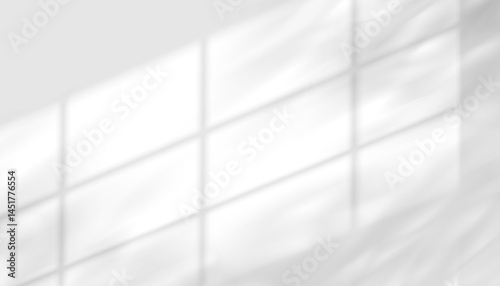 Light shadow of window fame effect on white wall background,Vector Nature foliages leaf shadow, abstract sunlight,Designs concept multiply for modern interior decoration, fashion,  product display