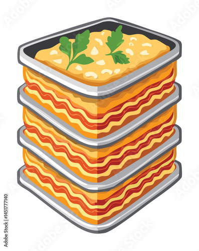 vector illustration of a tray lasagna