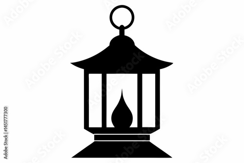 Tea Light Lantern Silhouette Vector Illustration 