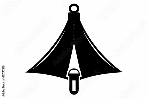 Tent Zipper Pull Silhouette Vector Illustration 