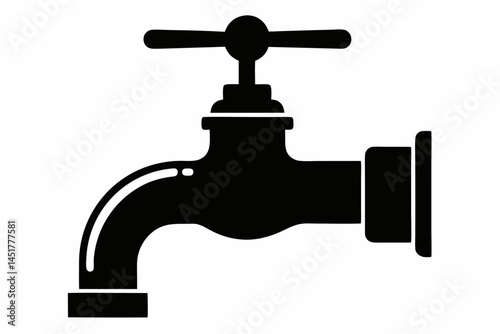 Water Spigot Tap Silhouette Vector Illustration 
