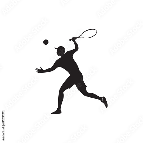 Tennis Backhand Shot Silhouette on White