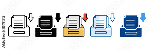 Document Archive Icon Set Multiple Style Collection