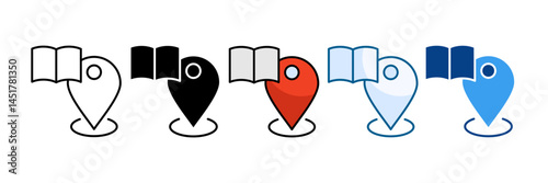 Library Location Pin Icon Set Multiple Style Collection