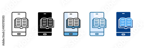 Digital Book Icon Set Multiple Style Collection