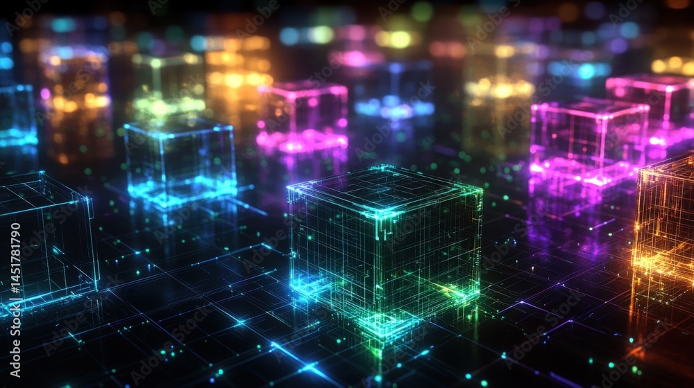 Obraz premium Abstract digital cubes network