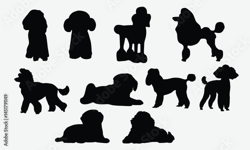Poodle Dog Silhouette Bundle, Illustration With Hand-Lettering And Decoration Elements, Silhouette Cameo, Eps, Files For Cutting.