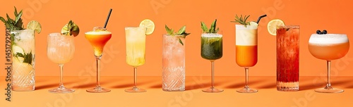 Assorted Refreshing Cocktails in Elegant Glasses