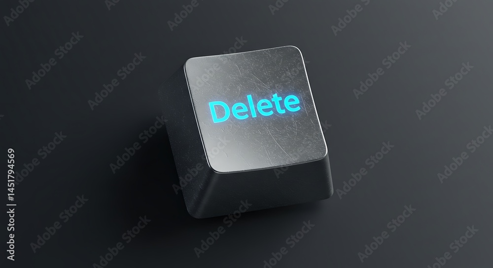 Metallic Delete Key: AI-Generated 3D Render Metallic Delete Key: AI-Generated 3D Render