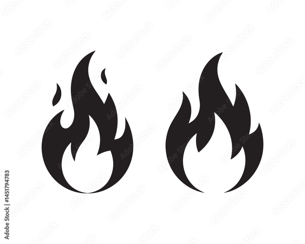 Fire icon collection. Fire flame symbol. Bonfire silhouette logotype. fire icon vector illustration.