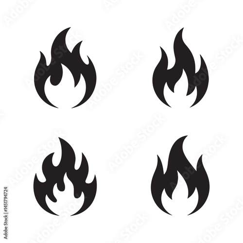 Fire icon collection. Fire flame symbol. Bonfire silhouette logotype. fire icon vector illustration.