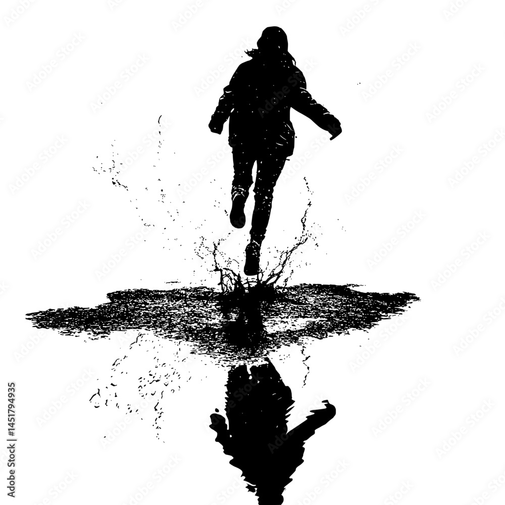 Fototapeta premium Man in Water, Dark Silhouette,water