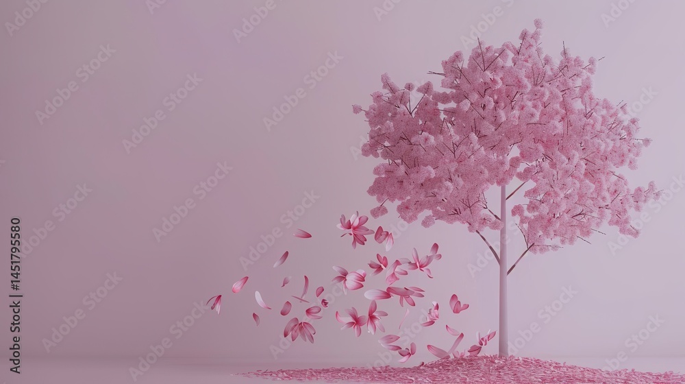 Obraz premium Mother's Day Cherry Blossom Tree Background: Dancing with Pink Snowy Tenderness, Sketching a Dreamy Scroll of the Interweaving of Romantic Love and Grateful Affection on Mother's Day