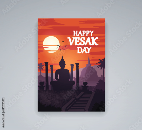 happy Vesak day flyer illustration 
