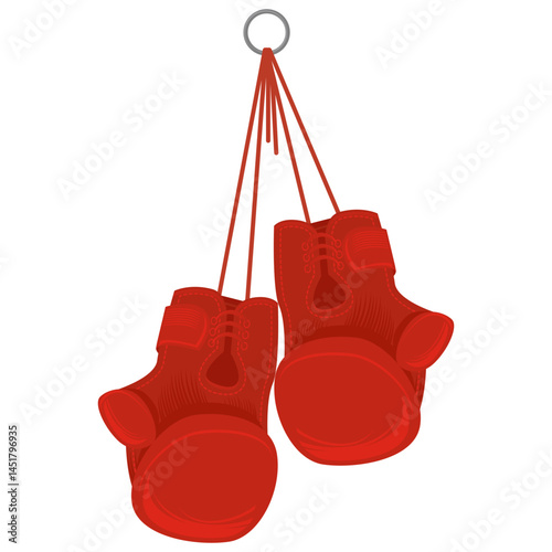 Vector Boxing Icon set with red gloves. Award Icon. Placement in a Sporting Competition Contest for First Place. Symbol of Boxing Day on White Background.