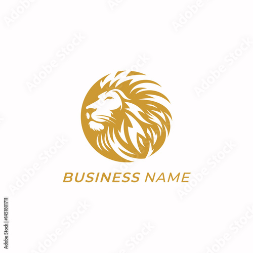 design logo creative lion head and circle