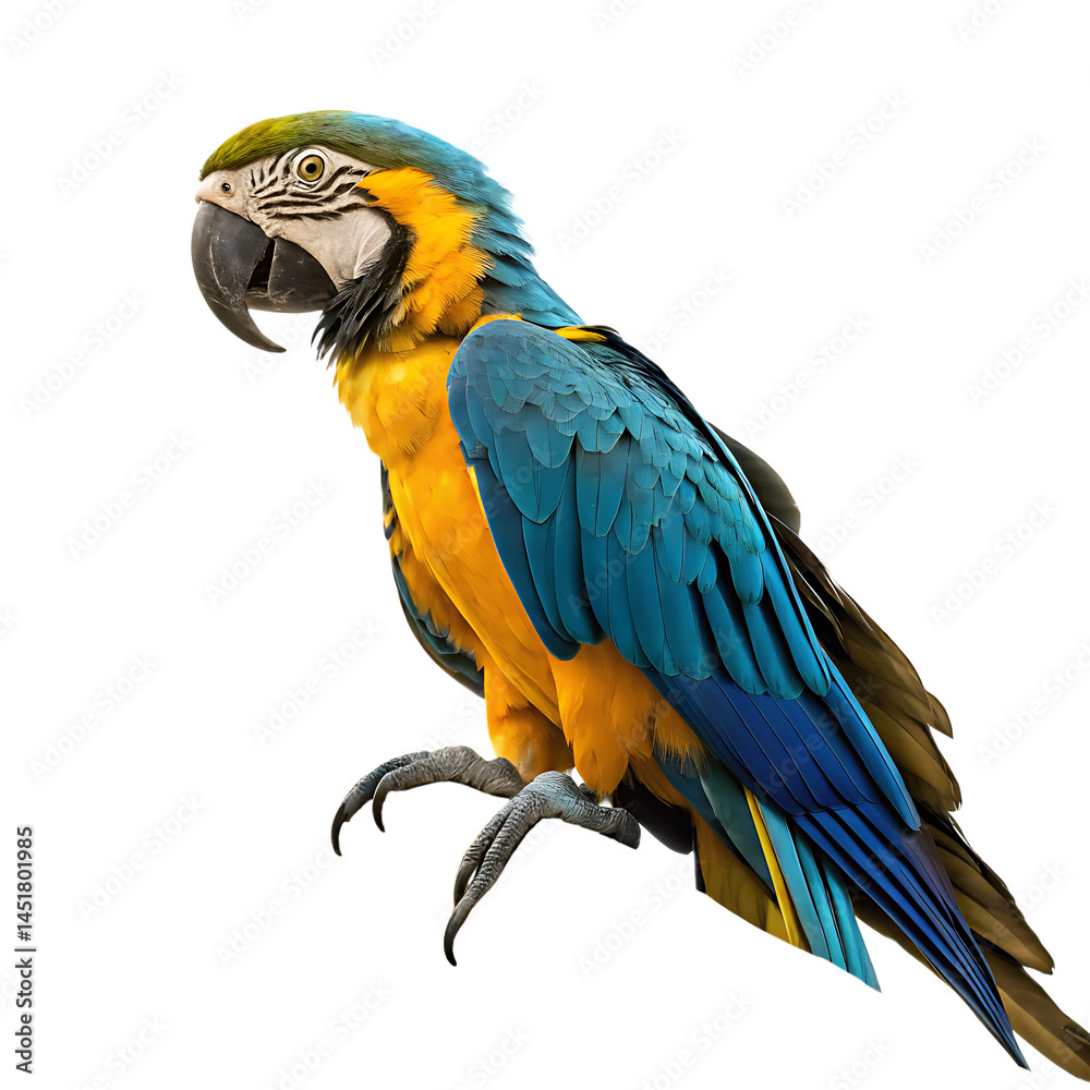 Fototapeta premium Macaw bird isolated on a transparent background