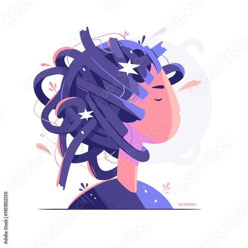 Mental Overload, Tangled Thoughts, Stress and Anxiety, Overwhelmed Mind, Confusion and Chaos, Burden of Thoughts, Inner Turmoil, Head in a Mess, Problematic Thinking, Emotional Distress