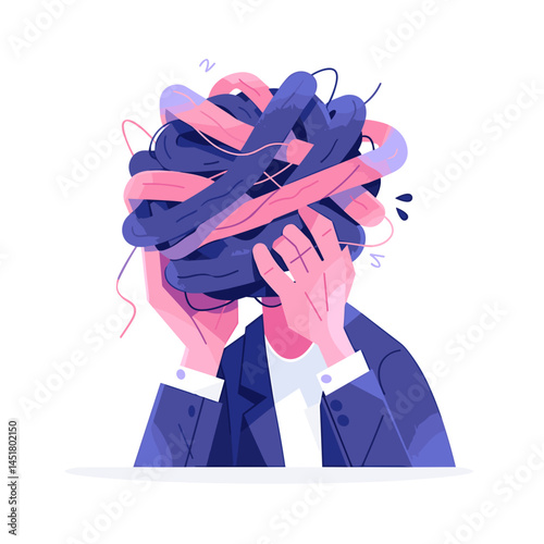 Mental Overload, Tangled Thoughts, Stress and Anxiety, Overwhelmed Mind, Confusion and Chaos, Burden of Thoughts, Inner Turmoil, Head in a Mess, Problematic Thinking, Emotional Distress