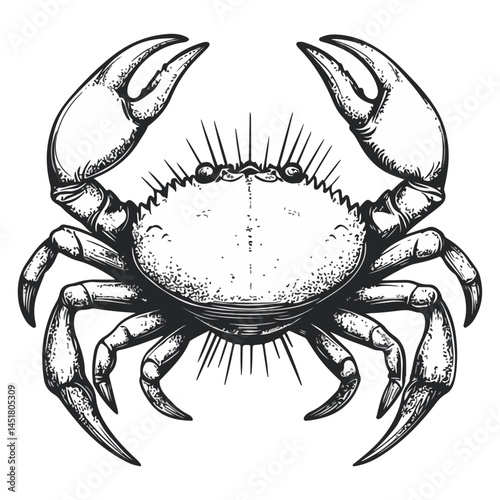 crab, arthropod, vector, transparent background, black and white style