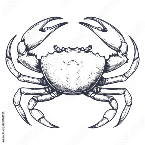 crab, arthropod, vector, transparent background, black and white style