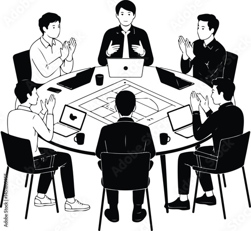 People Working Group Silhouette Set | Teamwork & Office Icon Pack Business Team Silhouettes | Group Collaboration and Work Icons