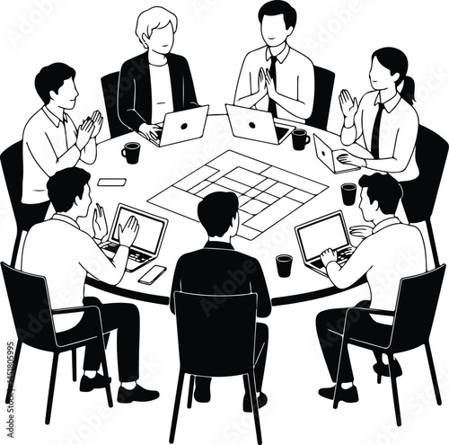 People Working Group Silhouette Set | Teamwork & Office Icon Pack Business Team Silhouettes | Group Collaboration and Work Icons