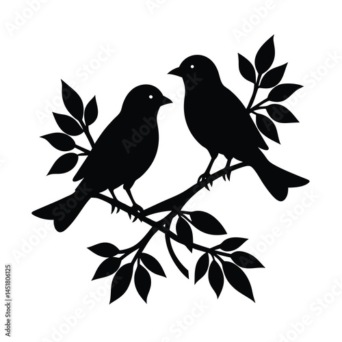 Nature Birds on Branches Silhouette