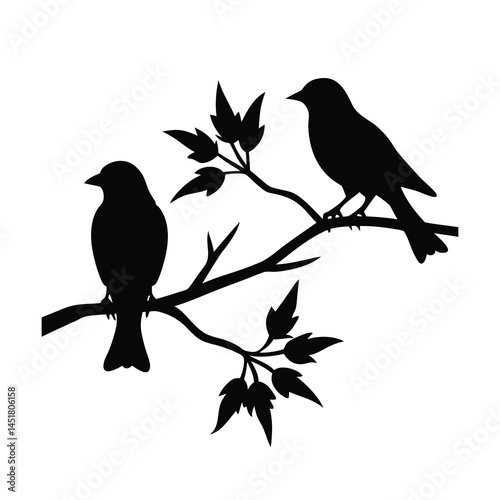 Bird Sitting on Branches Silhouette