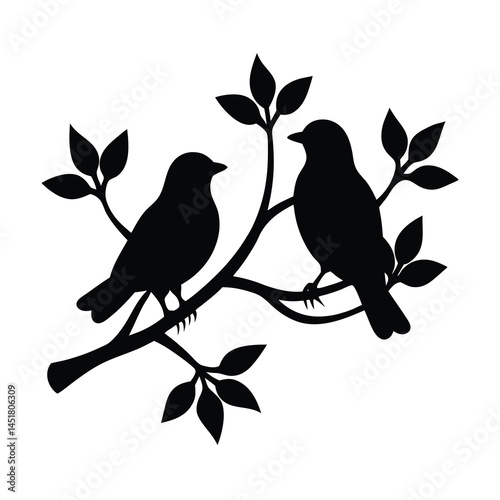 Birds on Branches Silhouette