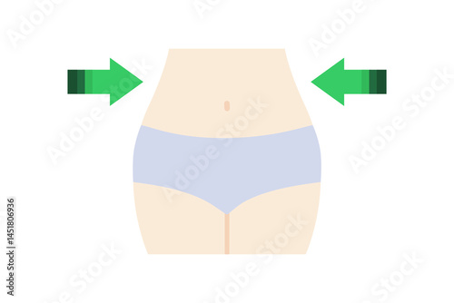 Slim female waist. Beauty, fitness, diet concepts. Flat vector design isolated on white background illustration.