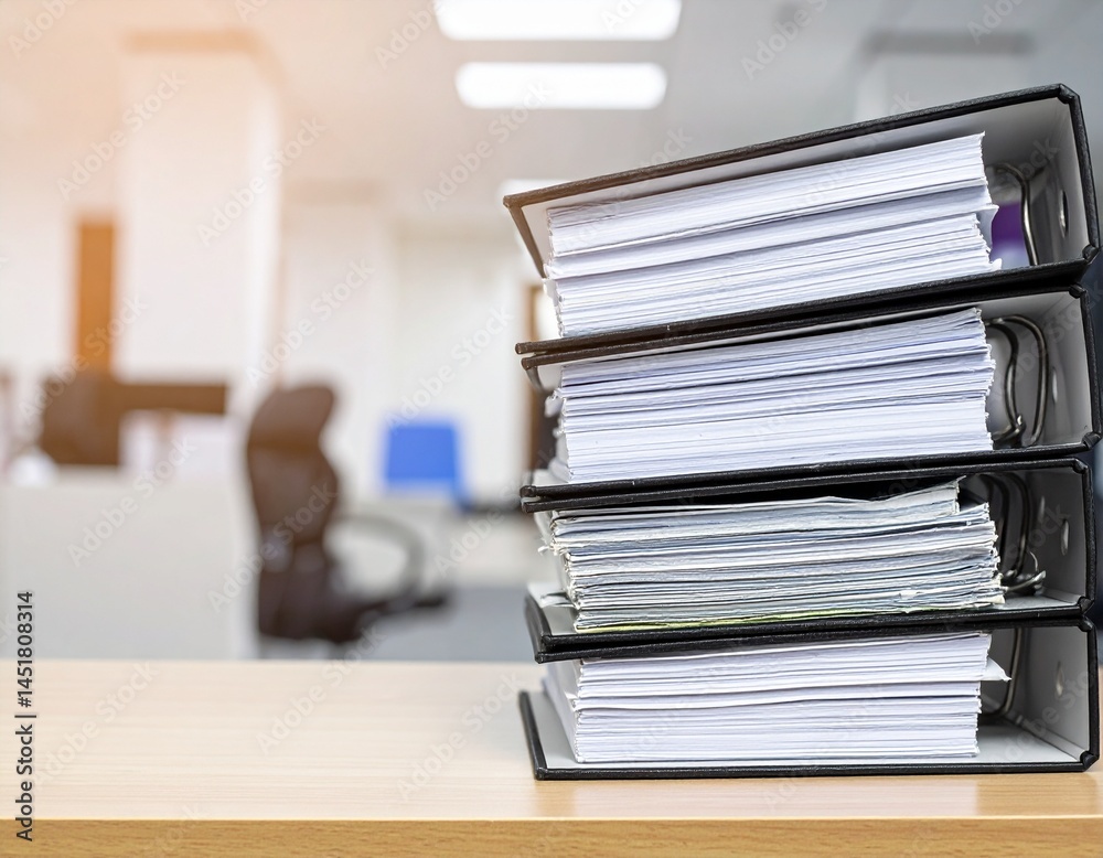Stacks of paperwork in the office Stacks of paperwork in the office