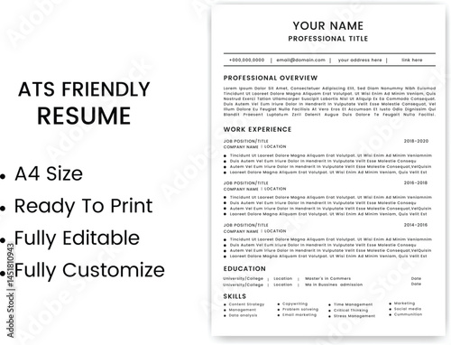 ATS Friendly Resume Template,ATS CV Formate,resume format