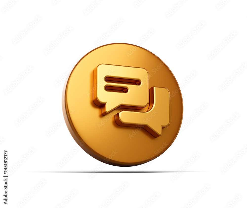 3D Golden chat icon with speech bubbles, representing communication and messaging. 3d illustration 3D Golden chat icon with speech bubbles, representing communication and messaging. 3d illustration