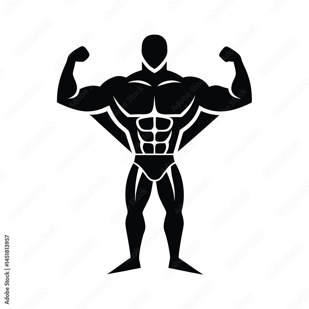 Bodybuilder Modern Line Art Icon Bodybuilder Modern Line Art Icon