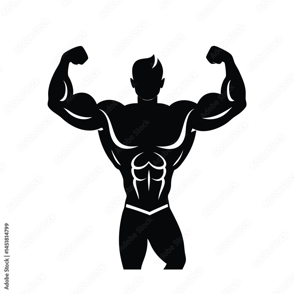 Flexing Bodybuilder Minimal Vector Illustration Flexing Bodybuilder Minimal Vector Illustration