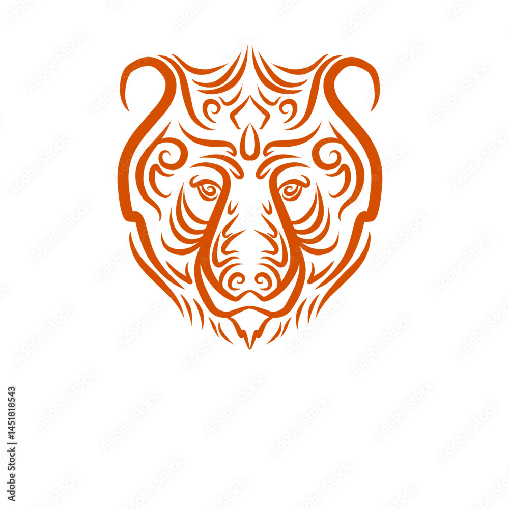 Fototapeta premium Ornate bear depiction featuring sophisticated line work on dark backdrop