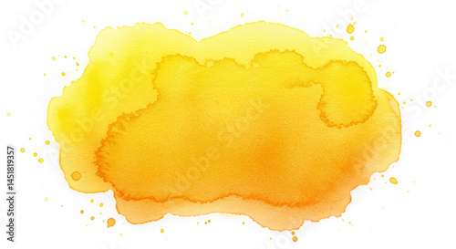 Yellow Watercolor Stain with Dark Outline on White