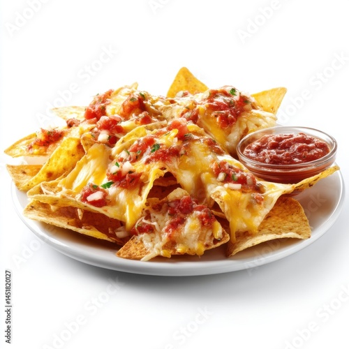 Delicious nachos with cheese and salsa 